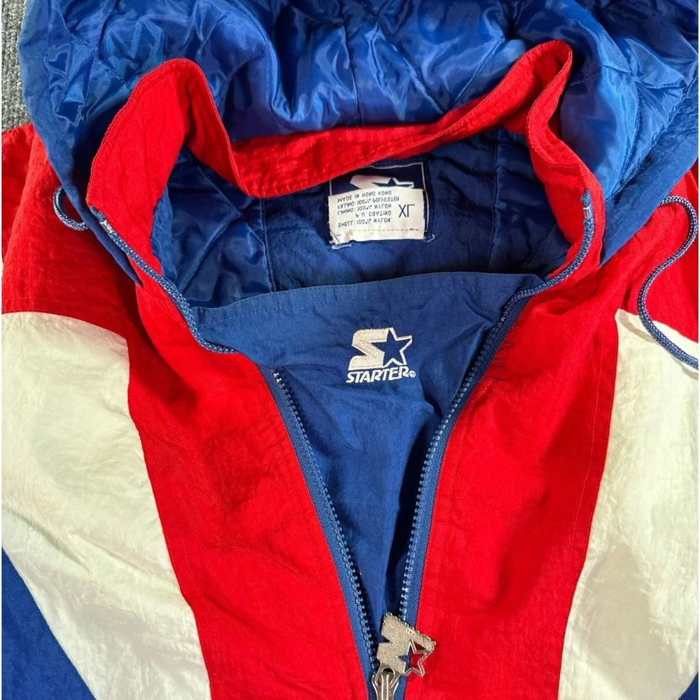 Vintage Starter Kansas Jayhawks Jacket Mens XL Blue‎ 90s Puffer Anorak KU NCAA